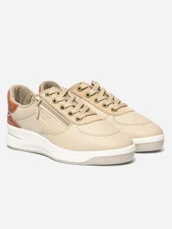 Tennis en cuir femme beige et rouille BRAZIP