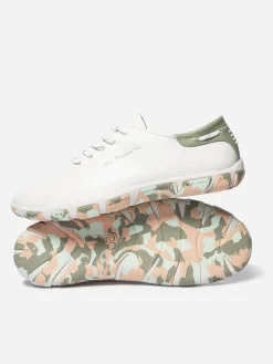 Tennis en cuir femme blanc argile camo JAZARU