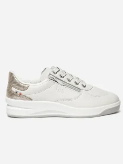 Tennis en cuir femme blanc et argent BRAZIP