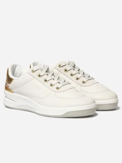Tennis en cuir femme blanc et or BRANDIE