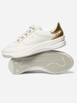 Tennis en cuir femme blanc et or BRANDIE