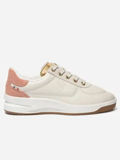 Tennis en cuir femme blanc et rose BRANDIE