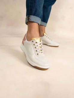 Tennis en cuir femme blanc et rose BRANDIE