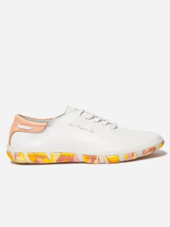 Tennis en cuir femme blanc goyave jaune camo JAZARU