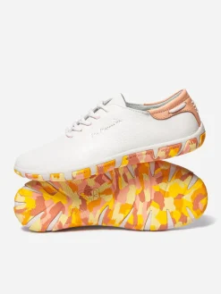 Tennis en cuir femme blanc goyave jaune camo JAZARU