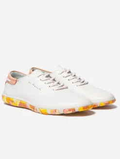 Tennis en cuir femme blanc goyave jaune camo JAZARU