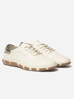 Tennis en cuir femme light beige et python JAZARU