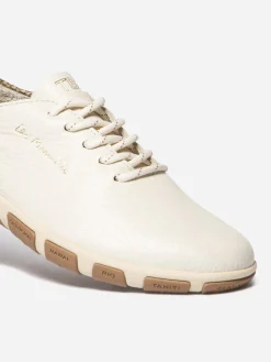 Tennis en cuir femme light beige et python JAZARU