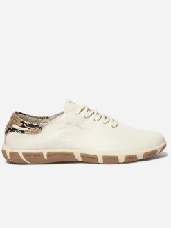 Tennis en cuir femme light beige et python JAZARU