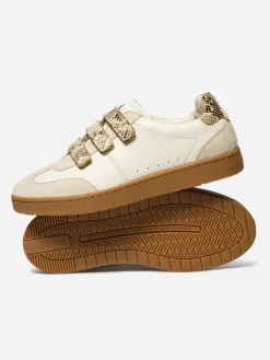 Tennis en cuir femme off-white et python VANILLA