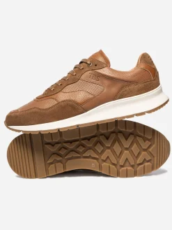 Tennis en cuir homme cognac STEFANO
