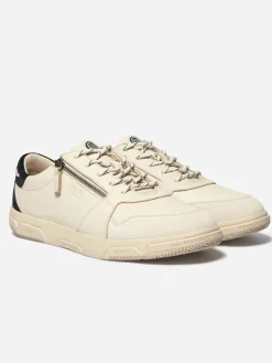 Tennis en cuir homme creme et marine GEDEZIP