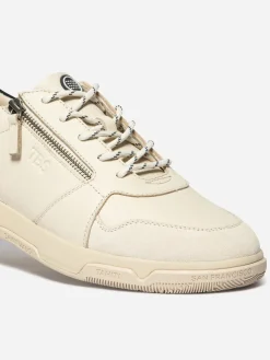 Tennis en cuir homme creme et marine GEDEZIP