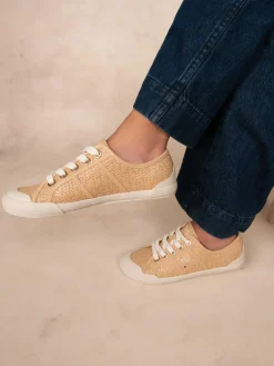 Tennis en toile femme beige raphia OPIACE