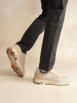 Tennis en toile homme creme et orange NEOPOLE