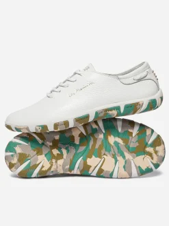 Tennis Femme Confort Cuir Blanc Semelle Kaki JAZARU