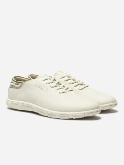 Tennis Femme Confort Cuir Blanc et Coloris Or JAZARU