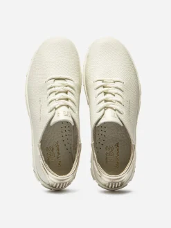 Tennis Femme Confort Cuir Blanc et Coloris Or JAZARU