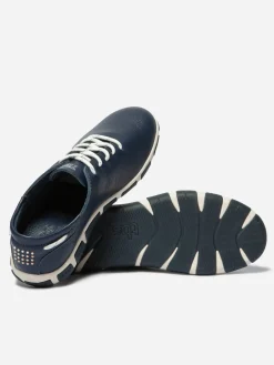 Tennis Femme Confort Cuir Bleu