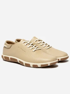 Tennis Femme Confort Cuir Crème Or JAZARU