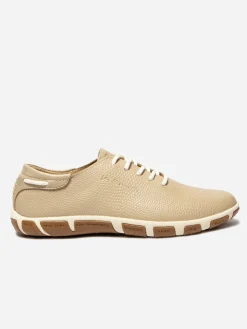 Tennis Femme Confort Cuir Crème Or JAZARU