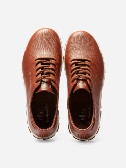 Tennis Femme Confort Cuir Embossé Marron JAZARU