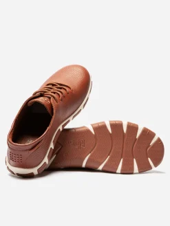 Tennis Femme Confort Cuir Embossé Marron JAZARU