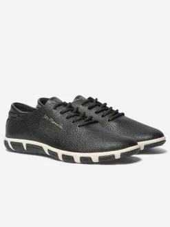 Tennis Femme Confort Cuir Embossé Noir JAZARU