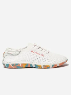 Tennis Femme Confort Textile Recyclé Blanc Semelle Rose