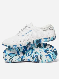 Tennis Femme Confort Textile Recyclé Blanc & Bleu