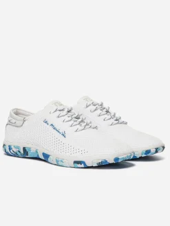 Tennis Femme Confort Textile Recyclé Blanc & Bleu