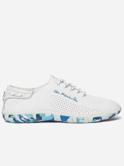 Tennis Femme Confort Textile Recyclé Blanc & Bleu