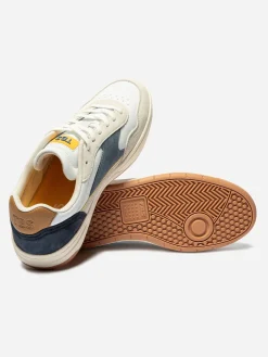 Tennis Homme Cuir Nubuck Bleu et Blanc ALMERIO