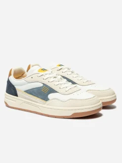Tennis Homme Cuir Nubuck Bleu et Blanc ALMERIO