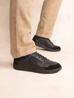 Tennis Homme Doublée Textile Cuir Noir GEDEZIP