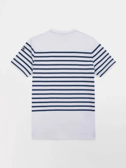 T-shirt Homme Rayures exclusives Tbs Jersey Blanc et Bleu GOVINTEE