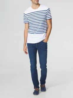 T-shirt Homme Rayures exclusives Tbs Jersey Blanc et Bleu GOVINTEE