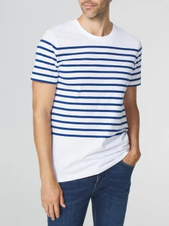 T-shirt Homme Rayures exclusives Tbs Jersey Blanc et Bleu GOVINTEE